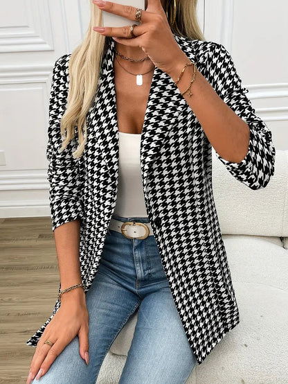 Elegant Houndstooth Blazer – Classic & Stylish for Office & Everyday Wear1