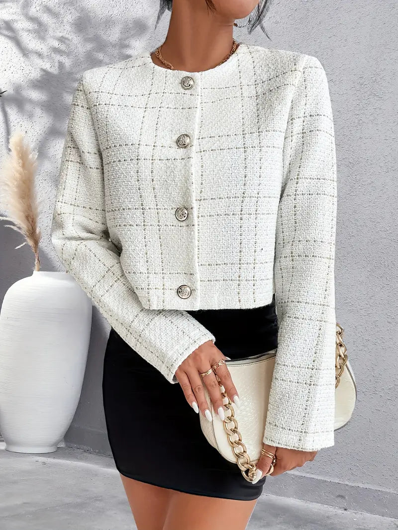 Elegant Cropped Tweed Jacket - Timeless Class & Effortless Sophistication