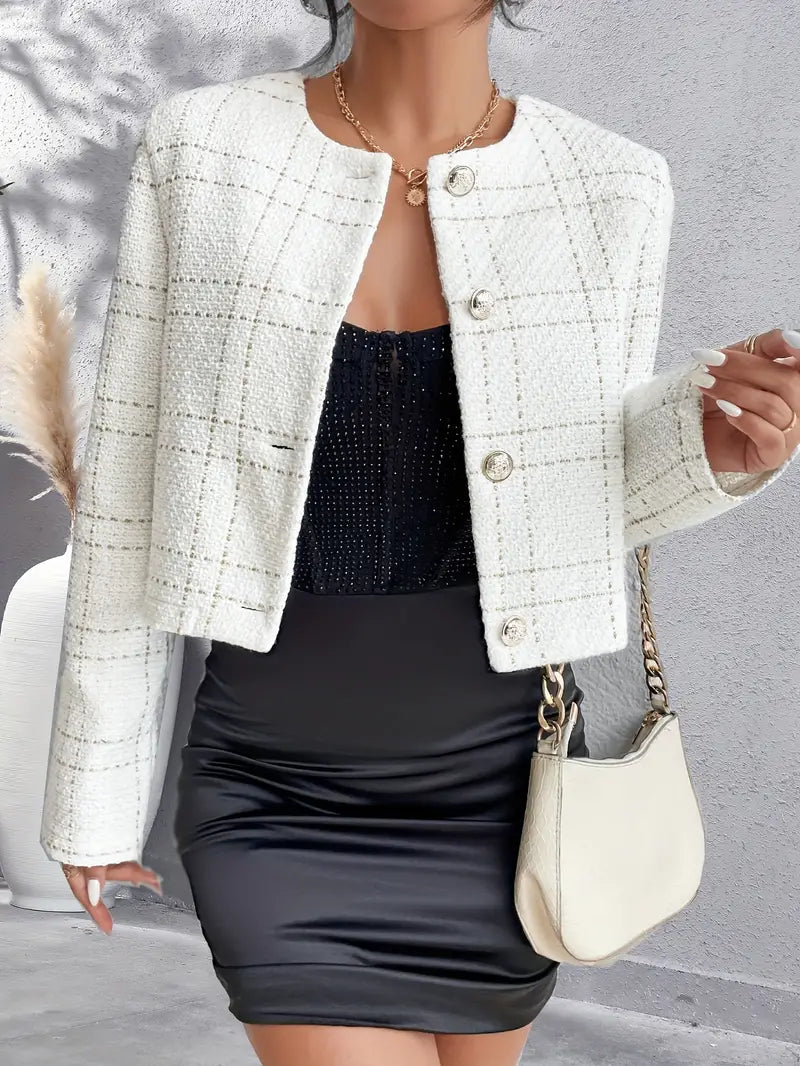 Elegant Cropped Tweed Jacket - Timeless Class & Effortless Sophistication